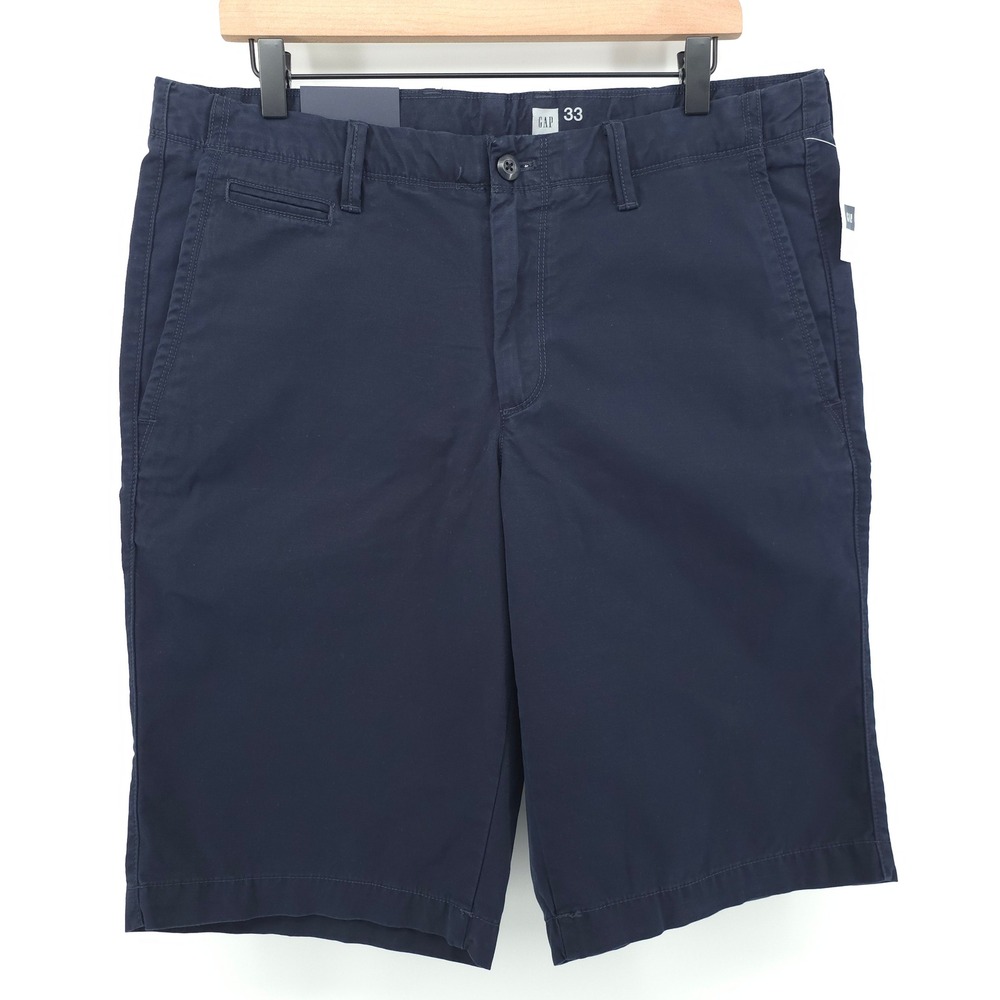 Gap Mens Chino Shorts 33 Navy Blue 12 Inch Inseam Classic Summer Casual